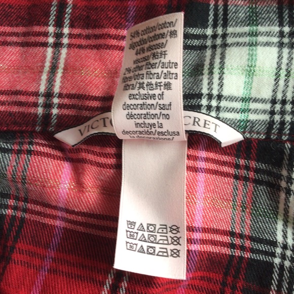 VICTORIAS SECRET PLAID SOFT COTTON FLANNEL PAJAMA TOP MEDIUM - Picture 7 of 11